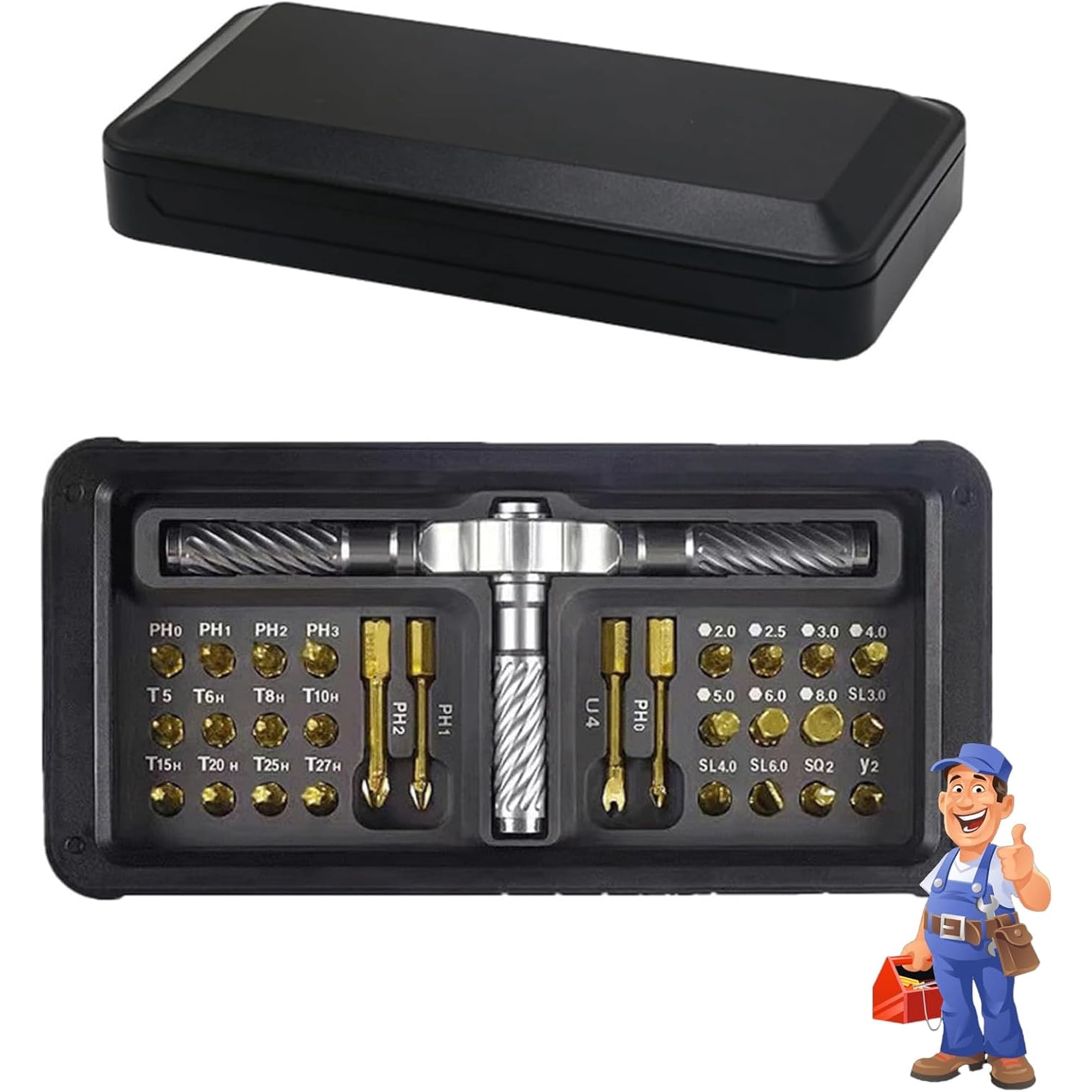 Tooltidylife Ratchet Screwdriver Set, DIY Screwdriver Sets, Multi Bit ...
