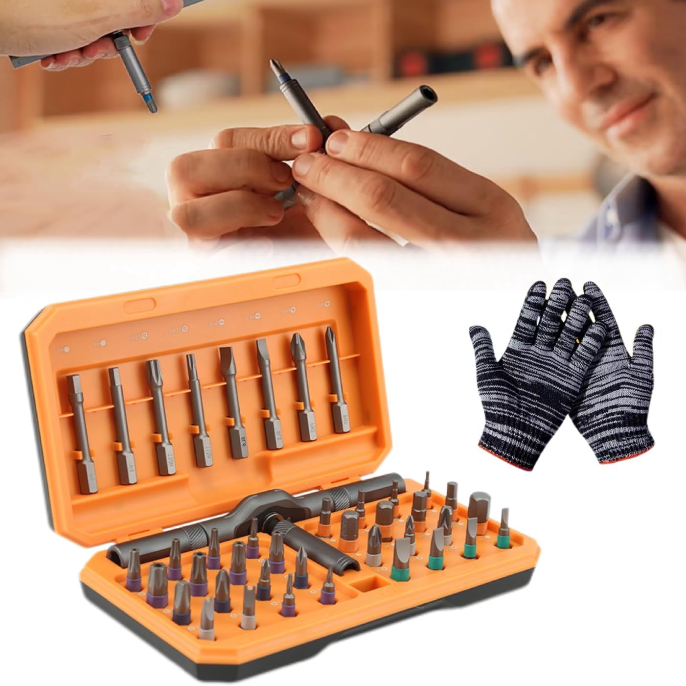 Tooltidylife, Tooltidylife 24-in-1 T Handle Ratchet Screwdriver, Tool Tidy Life Screwdriver Set, DIY Ratchet Screwdriver Set, Detachable Ratchet Handle, Portable Compact Repair Tool Kit (24-in-1)