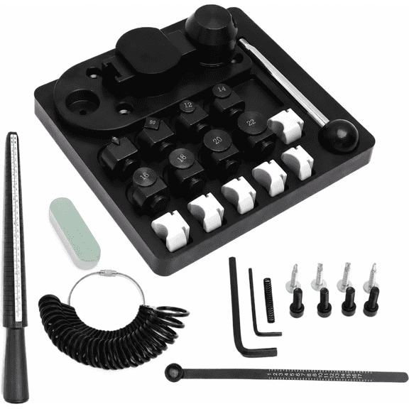 Tooltos II Manual Ring Bender with Black Plastic Base, Nylon Dies Ring Making Kit, Jewelry Forming Tool Set with Ring Sizer Tools for Jewelry Making