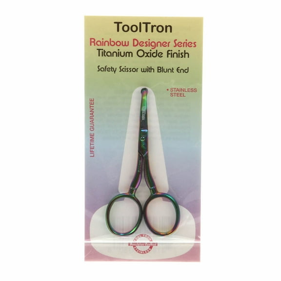 Tooltron 3 1/2 Inch Rainbow Curved Safety Scissors With Blunt End
