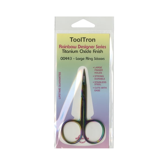 Tooltron Large Ring Scissors Rainbow Titanium Oxide Finish