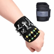 Toolux Magnetic Wristband for Screws & Nails with 10 Strong Magnets, Adjustable Tool Wrist Strap with 5 Slots for DIY, Construction & Repair Plastic Anchors