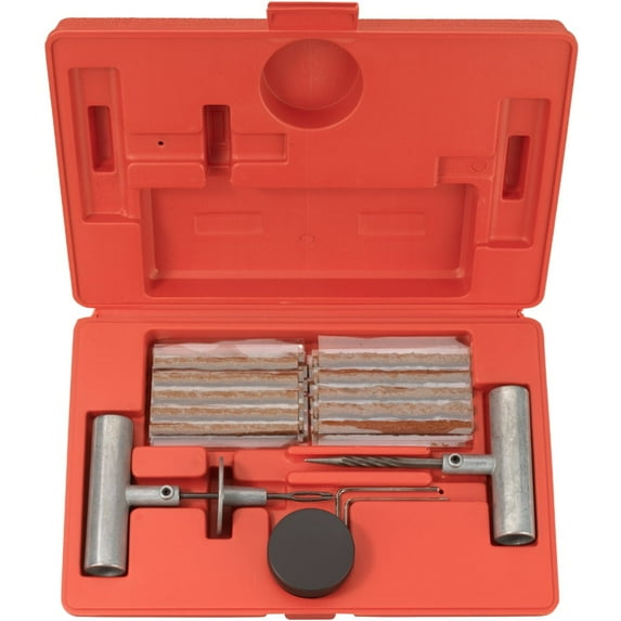 Tooluxe 50002L 35-Piece Tire Repair Universal Heavy Duty Tire Repair Kit with Plugs, Fix A Flat Tire Repair Kit, Ideal for Tires on Cars, Trucks, Motorcycles, ATV Roadside Emergency, Tire Plug Kit