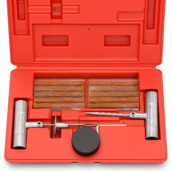 Tooluxe 50002L Universal Tire Repair Kit To Fix Punctures And Plug Flats, 35-Piece Value Pack | Ideal For Cars, Trucks, Motorcycles, Atv