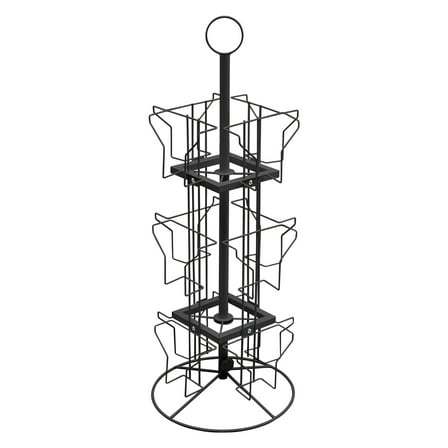 Toolven 3 Tier Rotating Greeting Card Rack Spins 12 Pocket Black Retail Display Holder