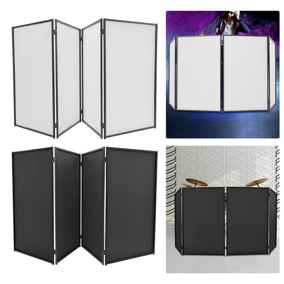 Toolven 4-Panel DJ Foldable Event Booth Screen, Collapsible and Portable, Ideal for Hiding Equipment, Projecting Lights and Creating Clean Party Atmosphere