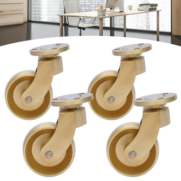 Toolven 4 Pcs Universal Stem Casters Brass Castor Heavy Duty 360 Degree Rotation Swivel Wheels Hardware Movable for Furniture Trunk Box Sofa Trolley Chairs Cabinet Bed
