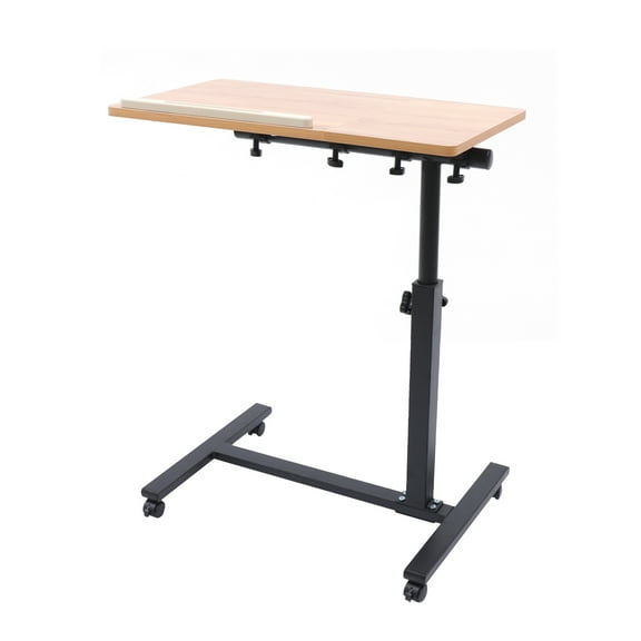 Toolven Adjustable Home Office Desk with 360 Rotating Tabletop, Height Adjustable from 22.83'' to 35.43'', Durable MDF and Steel Construction, Movable with Lockable Wheels