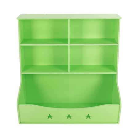 Toolven Durable PVC Book Shelf with 4 Vertical Compartments and Spacious Top Platform for Organizing Kids' Books, Magazines, and Toys