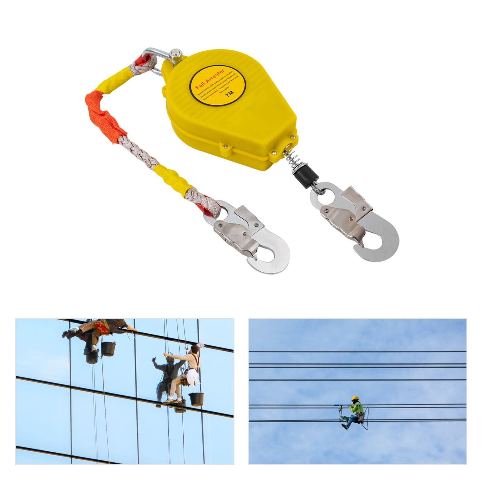 Toolven Fall Protection Device with 297ft Steel Wire andAnti Fall Hook, Self Retracting Lifeline System forConstruction andIndustrial Use