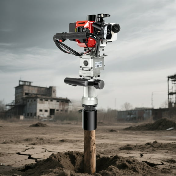 Toolven Gas Powered Post Driver With 32.7cc Engine & Shock Absorbing Handle, Handheld Fence Post Pounder For Agricultural Use