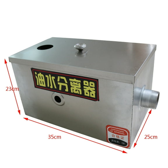 Toolven Grease Trap Interceptor with Automatic Shut-Off Durable Stainless Steel, Space-Saving Oil Separator, High Efficiency for Treating Mineral, Animal, and Vegetable Oils
