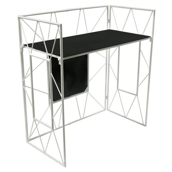 Toolven Heavy Duty DJ Stand with Foldable Frame, Black Table, 44 lbs Load-bearing Capacity, White & Black Scrims for Use