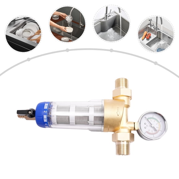 Toolven High-flow Water Pipe Pre-filter with Stainless Steel Filter, 40m Filtration, 316 Stainless Steel, 1.26-inch Interface, Easy Installation