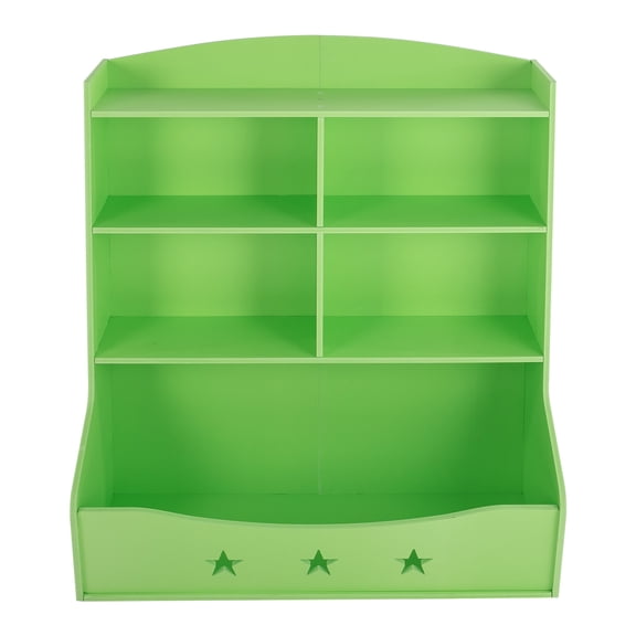 Toolven Kids Book Shelf with Storage Compartments, 3-Tier Design, Child-Friendly Green Color, Ideal for Organizing Books and Toys, Easy to Assemble