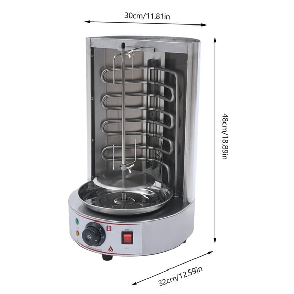 Toolven Shawarma Machine with 1.6kW Power, Adjustable Temperature, 12 RPM Rotating Grill, and Easy-to-Clean Design for Home and Commercial Use