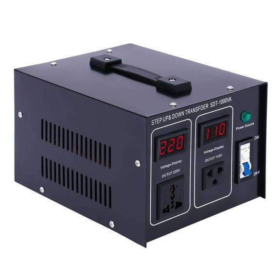 Toolven Transformer Voltage Converter 1000W Step Up Down 110 120V 220 240V 2xOutlet