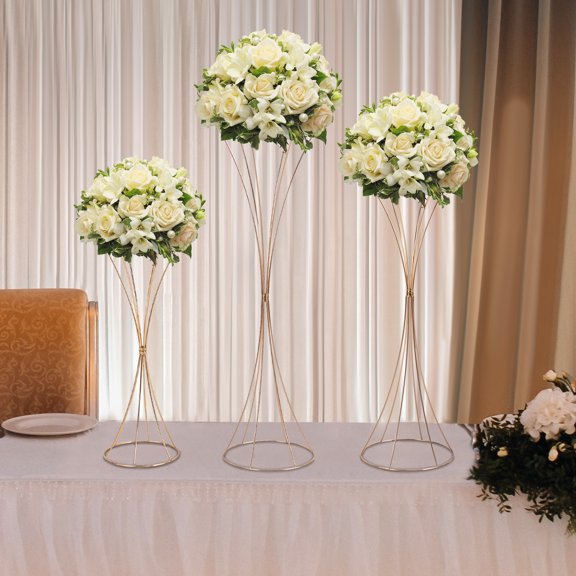 Toolven Wedding Flower Stand Set of 3 with Different Sizes, DIY Decorative Kit, Durable Iron Construction with Electroplating, Reusable