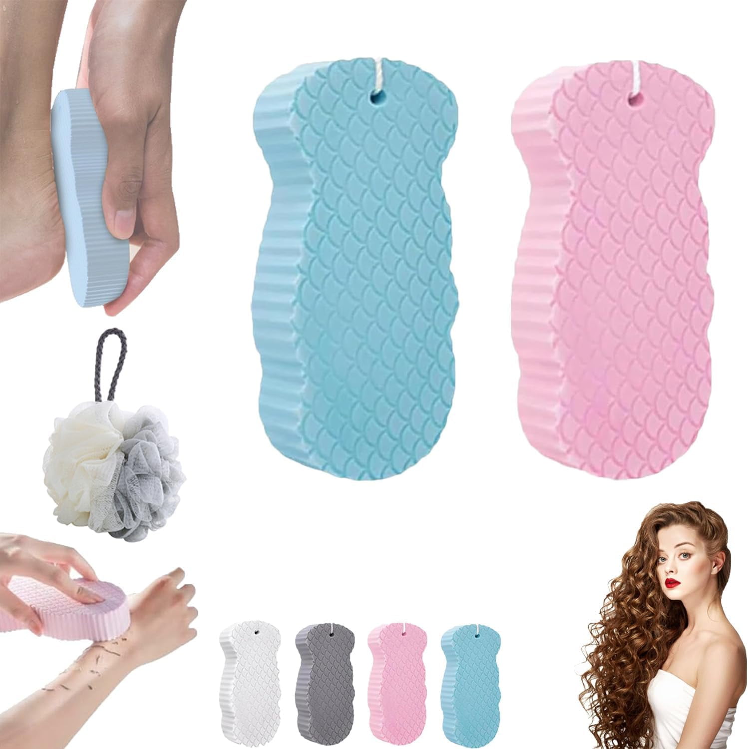 Toolye Body Scrubber, Magic Exfoliating Bath Sponges 3D, Super Soft ...