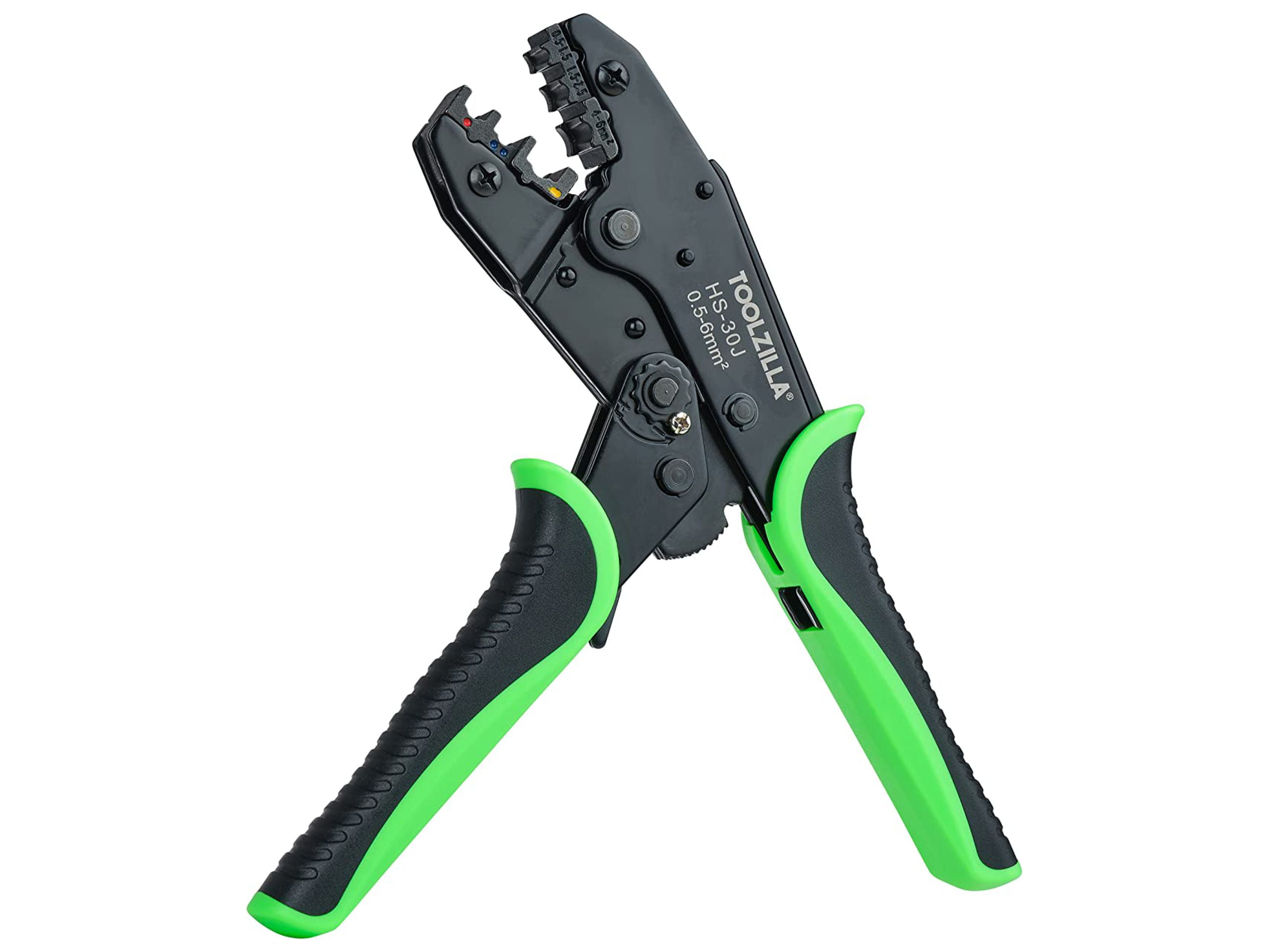 Toolzilla Cable Crimping Electrical Tool- Heavy Duty Ratcheting Wire Crimper - Adjustable Pressure With Three Unique Crimping Cavities-Ergonomic Handle