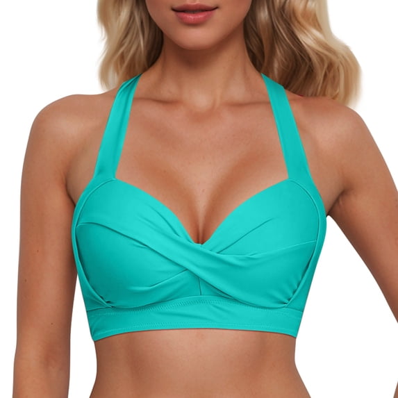 Toome Bikini Top Women Push Up Swim Crop Top Adjustable Back Stylish Beach Vacation Swimsuit Top Summer Bathing Suit