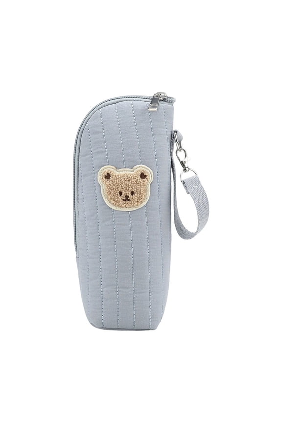 Insulated Baby Bottle Bag, Portable Breastmilk Cooler Tote with Stroller Clip, Cute Bear Daycare Bottle Carrier for Travel & Nursing