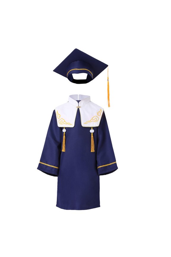Kids Graduation Cap and Gown Set for Preschool & Kindergarten, Unique Clouds Embroidery Academic Robe Outfit with Tassel for Boys and Girls