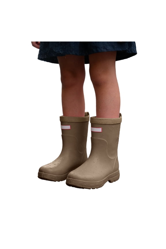 Lightweight Kids Rain Boots for Toddlers and Preschoolers, Easy-On Mid-Calf Waterproof Boots with Handles for Boys and Girls