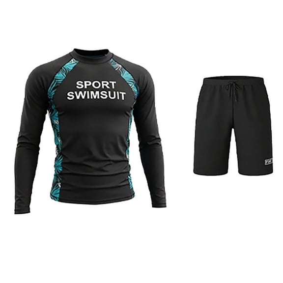 Toome Men's Long Sleeve Rash Guard Swimsuit Set, UPF 50+ Sun Protection Surfing Diving Suit ，Quick Dry Athletic Swimwear