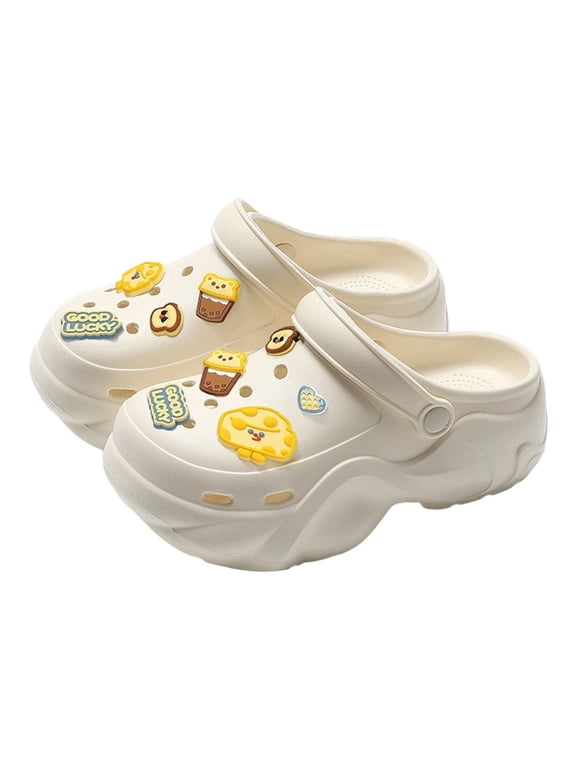 Unisex Clogs for Women and Men, Lightweight Thick Sole Platform Slip-On Shoes, Breathable Garden Clogs with Decorative Charms, Black