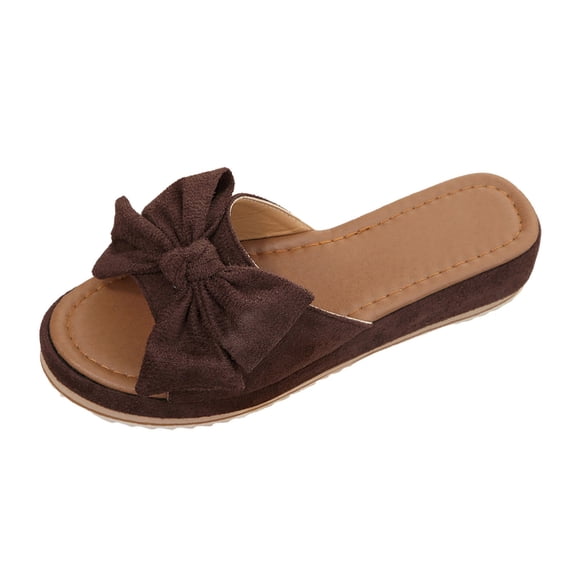 Toome Womens Slide Sandals Bow Knot Summer On Slippers Open Toe Flat Shoes