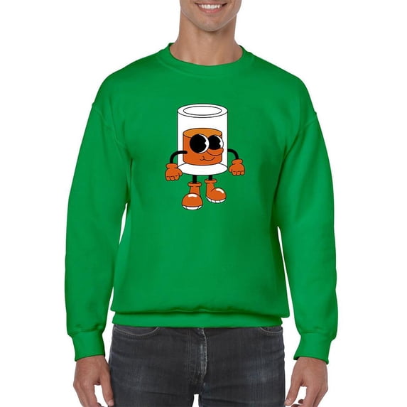 Toon Style Glass W Beverage Sweatshirt Men -Image by Shutterstock, Male Large