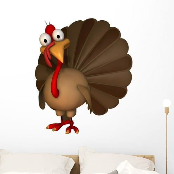 Toon Thanksgiving Turkey Wall Mural Decal by Wallmonkeys Vinyl Peel and Stick Graphic (36 in H x 30 in W)
