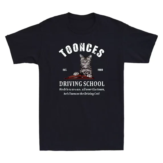 Toonces Driving School Est. 1989 Funny Driving Cat Graphic Vintage Men's T-Shirt