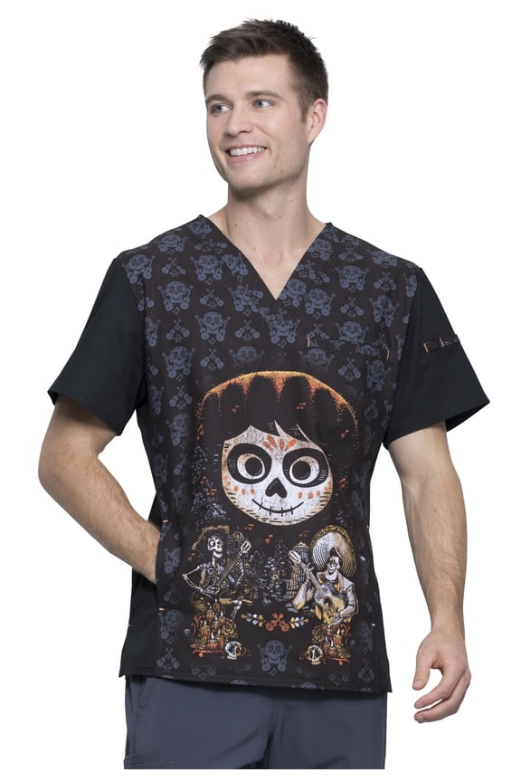 Halloween Men's V-Neck Medical Scrub Top TF700