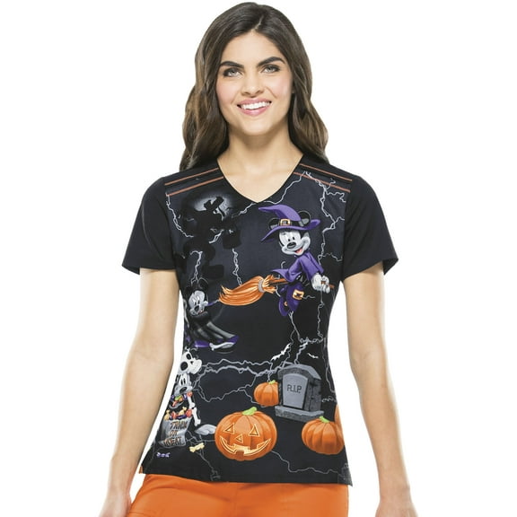 Tooniforms Halloween V-Neck Women Medical Scrub Top TF608XB6