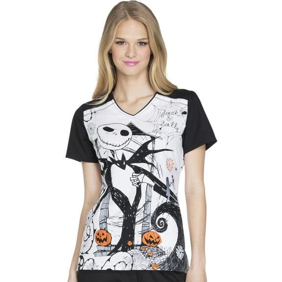 Tooniforms Halloween V-Neck Women Medical Scrub Top TF630