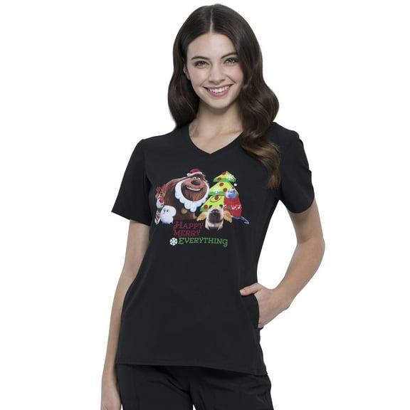 Tooniforms Holiday V-Neck Women Medical Scrub Top TF627
