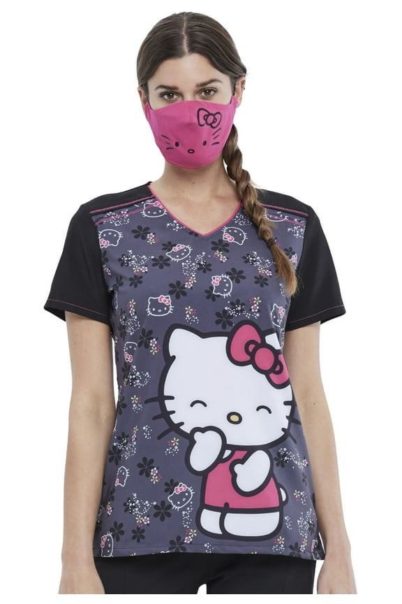 Licensed Men & Women Contoured Filter Pocket Face Covering Mask TF504, One Size, Hello Kitty Smile