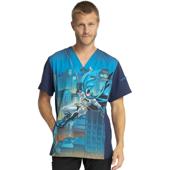 Tooniforms Scrubs Top For Men V-Neck TF700, XS, Swing Into Action