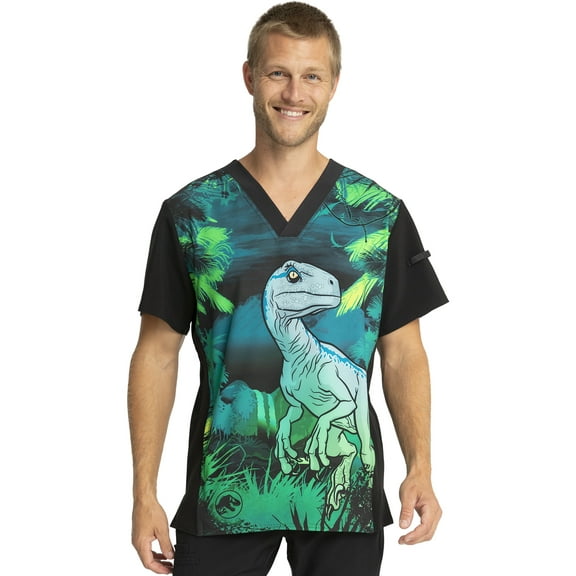 Tooniforms Scrubs Top For Men V-Neck TF708, XS, Jungle Nights