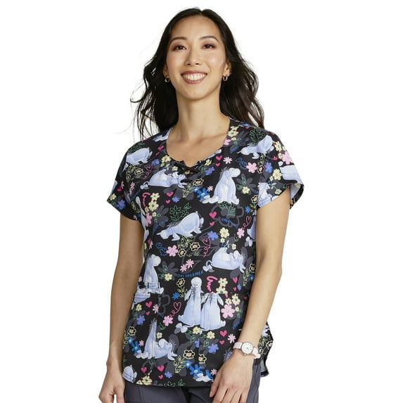Tooniforms Scrubs Top For Women Round Neck Print TF787