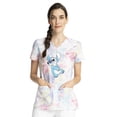thumbnail image 1 of Tooniforms Scrubs Top For Women Shaped V-Neck Print TF772, XS, Stitch Smooches, 1 of 6