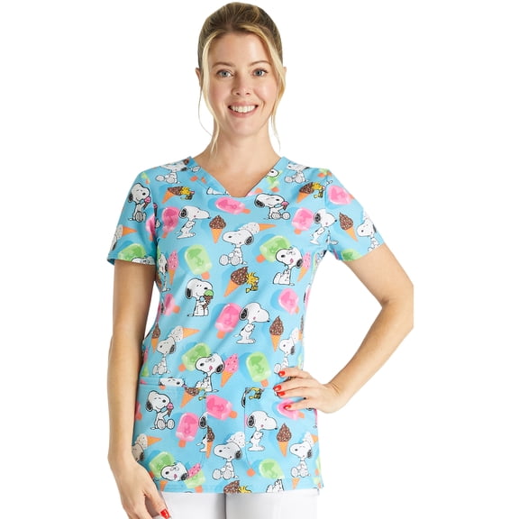 Tooniforms Scrubs Top For Women Shaped V-Neck Print TF772