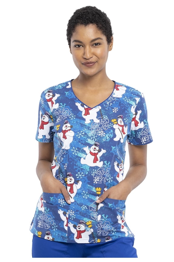 Scrubs Top For Women V-Neck Print TF614