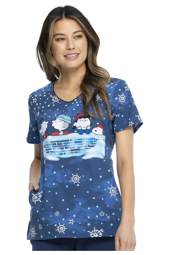 Scrubs Top For Women V-Neck Print TF626