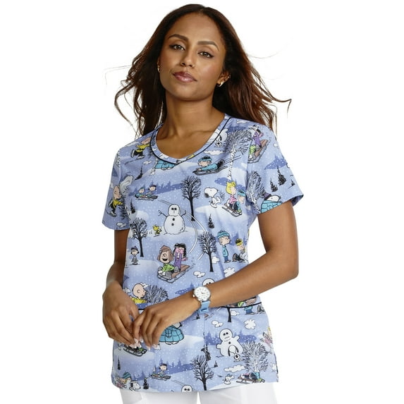 Tooniforms Scrubs Top For Women V-Neck Print TF633