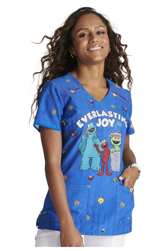 Scrubs Top For Women V-Neck Print TF686