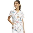 thumbnail image 1 of Tooniforms Scrubs Top For Women V-Neck Print TF736, XS, Friendship Goals, 1 of 4