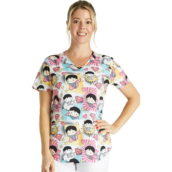 Tooniforms Scrubs Top For Women V-Neck Print TF737